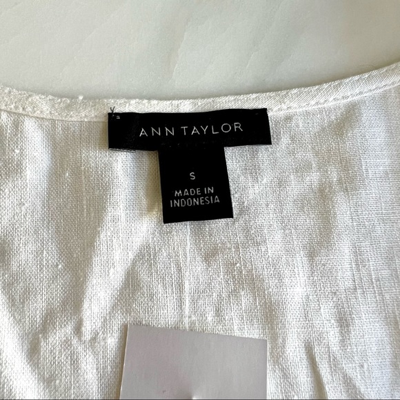 Ann Taylor Linen Blend Ruffle Wrap Top Winter White Sz S - Picture 5 of 10